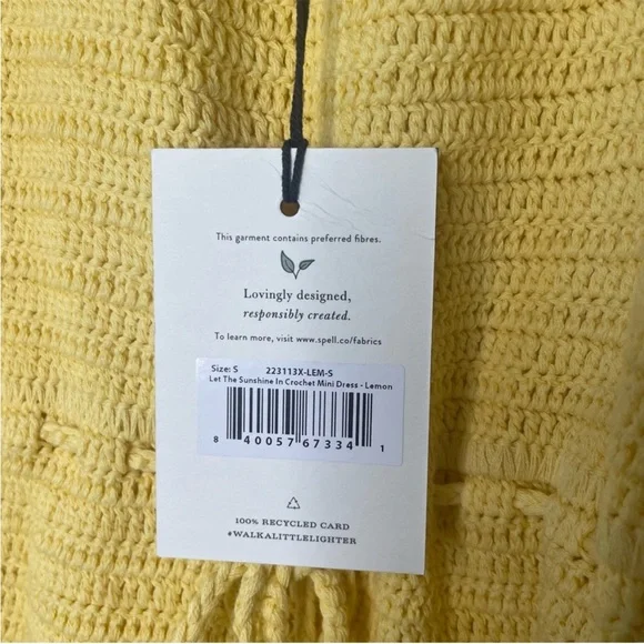 NWT Spell Crochet Doily Puff Sleeve Grannycore Cottagecore Mini Dress Small - Picture 11 of 13